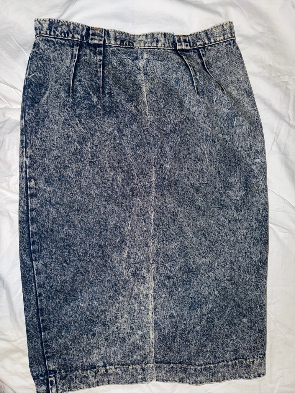 Vintage Venezia Acid Wash Denim Midi Skirt Size 18 Lace Inset Button Front - Picture 8 of 12